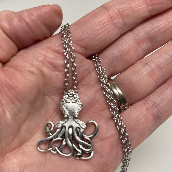 Necklace,Octopus charm; color Silver. 18” , 2” extender. Charm 1”x 1.15”. NIP. - Picture 5 of 7